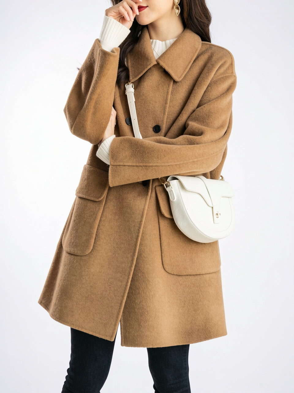 Manteau femme cintré mi-long coupe-vent boutonné polyester - 7