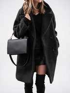 Manteau Femme Mi-Long Hiver-Automne Double Boutonnage Chaud - 2