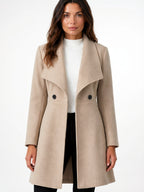Manteau Lainage Col Châle Coupe Cintrée Évasée - 2