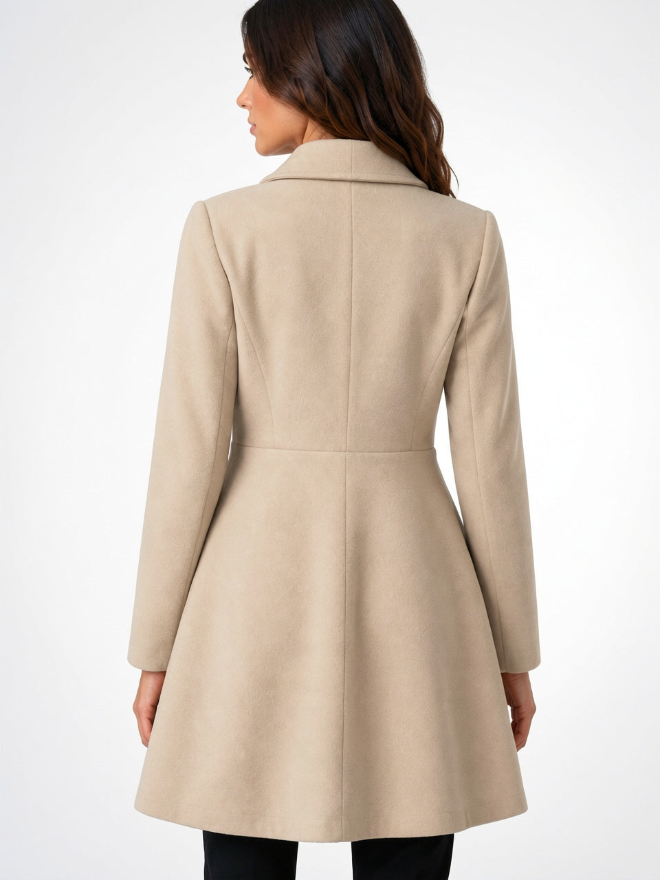 Manteau Lainage Col Châle Coupe Cintrée Évasée - 3