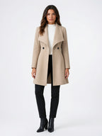 Manteau Lainage Col Châle Coupe Cintrée Évasée - 4