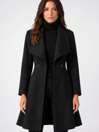 Manteau Lainage Col Châle Coupe Cintrée Évasée - 6