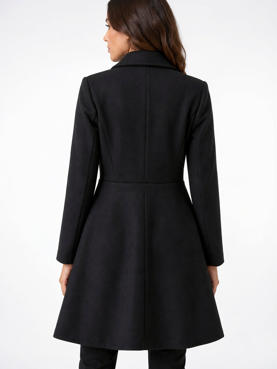 Manteau Lainage Col Châle Coupe Cintrée Évasée - 7