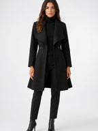 Manteau Lainage Col Châle Coupe Cintrée Évasée - 8