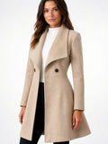 Manteau Lainage Col Châle Coupe Cintrée Évasée - Abricot S