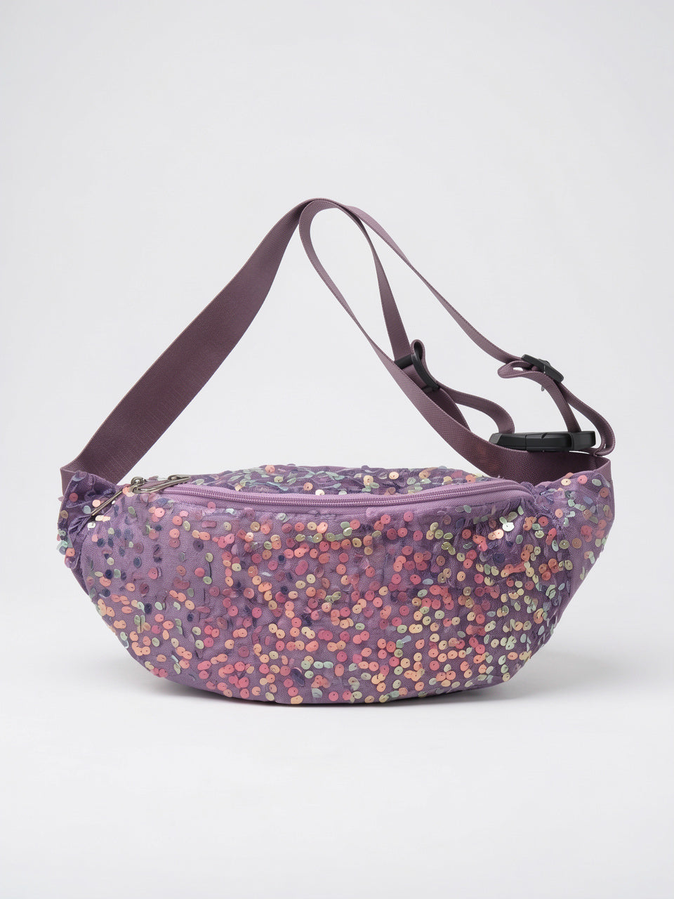 Mélusine — Grand sac banane tendance sequin - Mauve