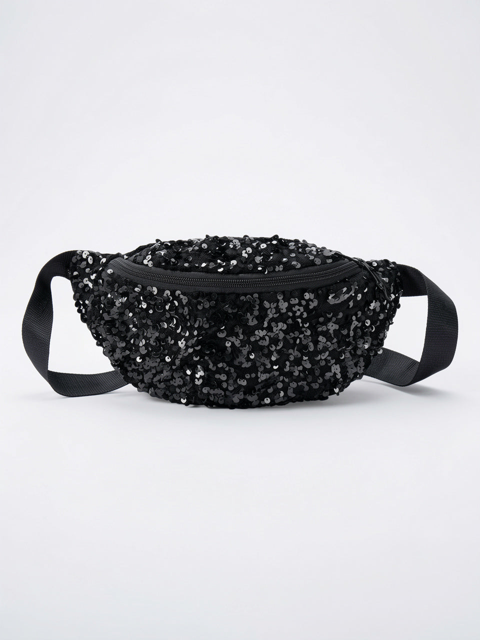Mélusine — Grand sac banane tendance sequin - Noir
