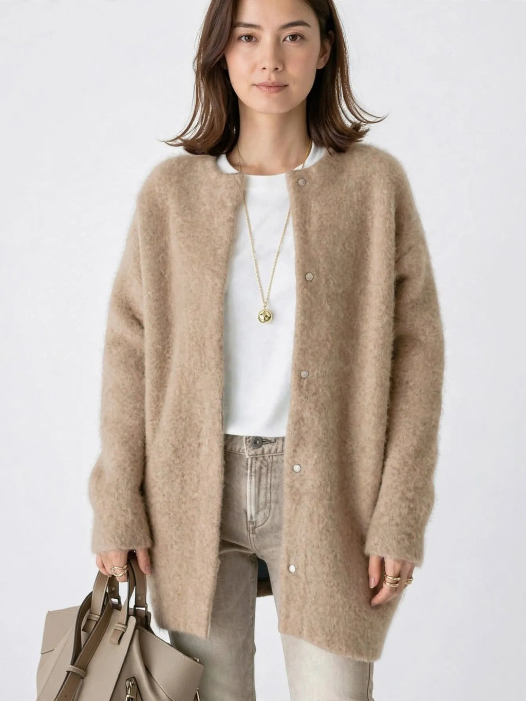 Cardigan Confortable, Coupe Oversize, Tissu Doux et Chaud