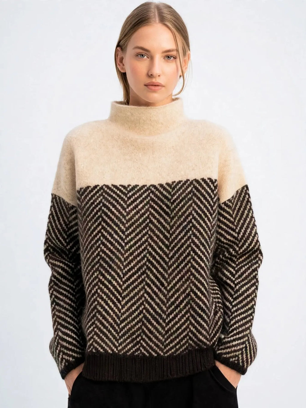 Pull Femme Col Cheminée Manches Longues Journées Fraîches
