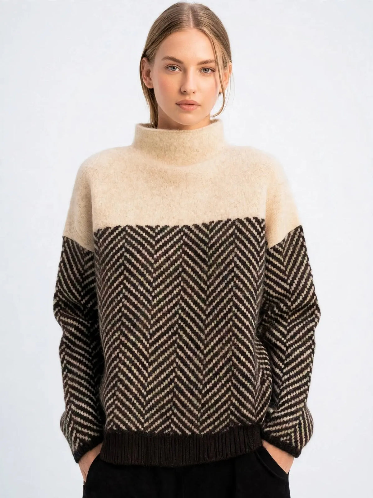 Pull Femme Col Cheminée Manches Longues Journées Fraîches