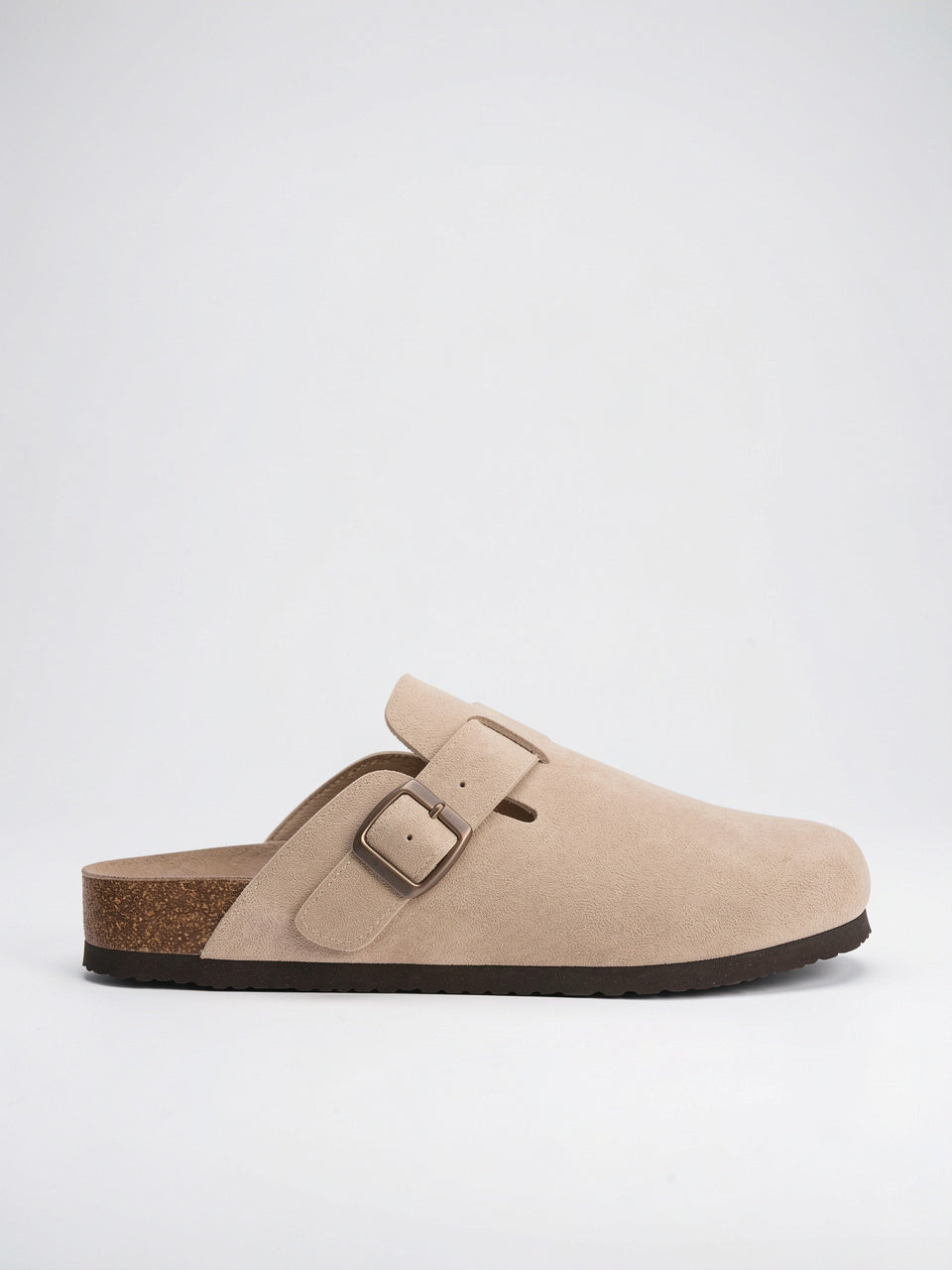 Mules en daim boucle semelle liège anatomique - Kaki 36