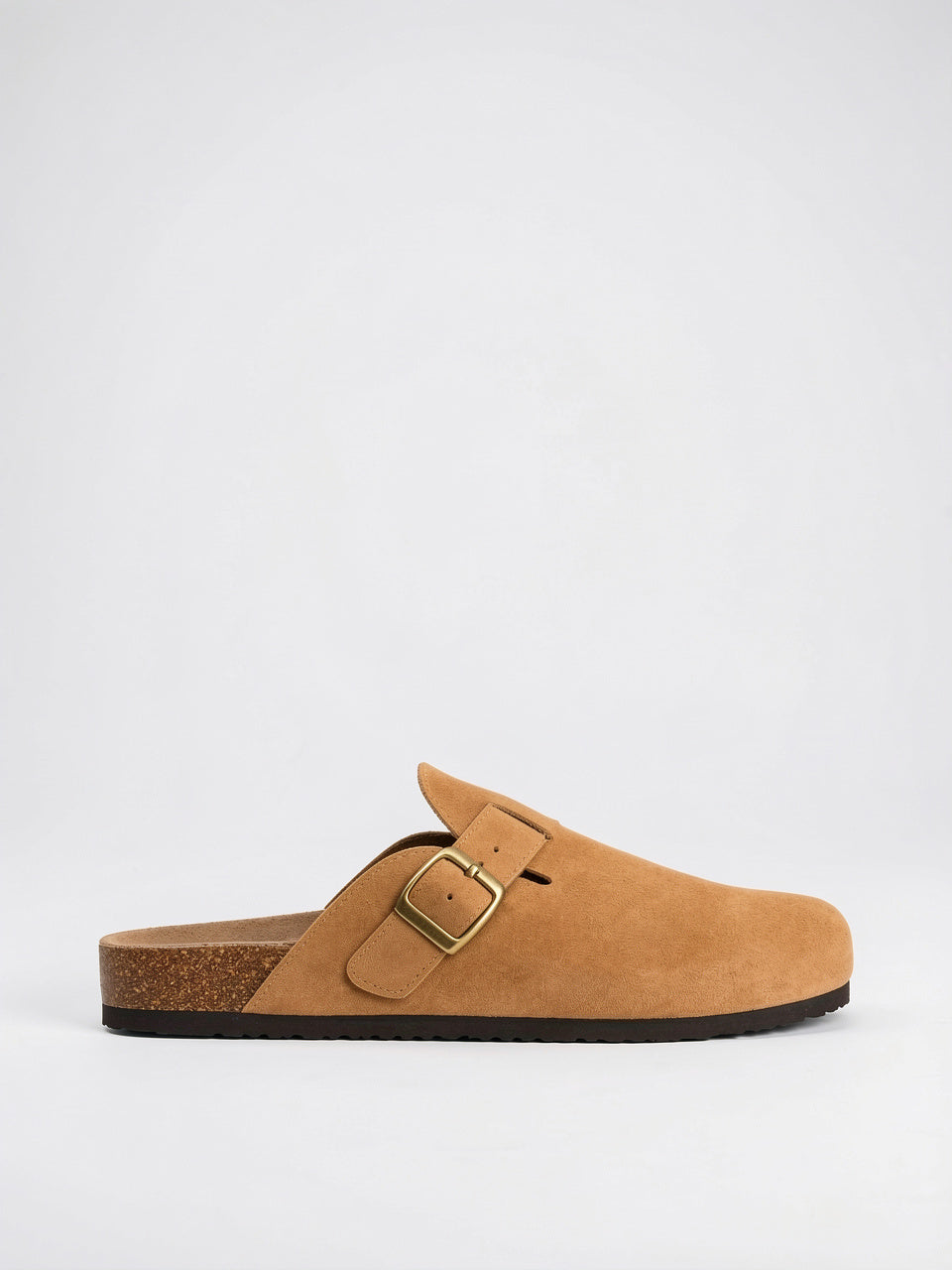 Mules en daim boucle semelle liège anatomique - Marron 36
