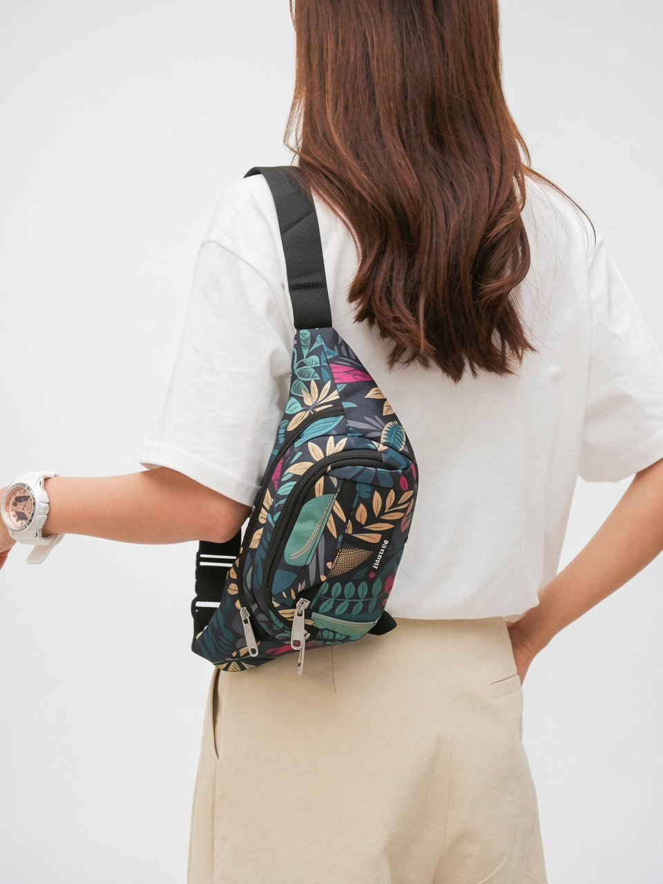 Olympe — Sac banane tendance tissu à motif feuillage - 5