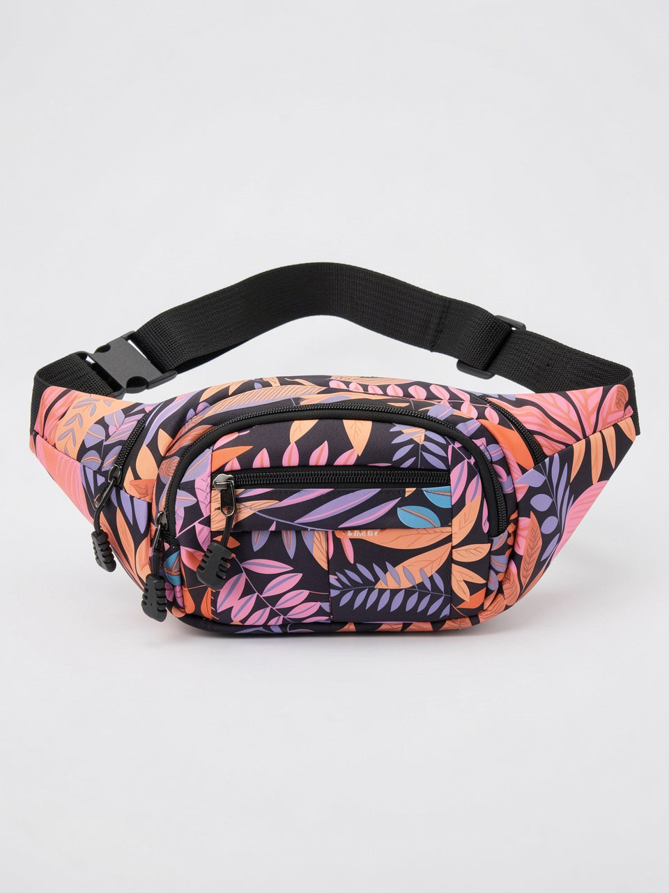 Olympe — Sac banane tendance tissu à motif feuillage - Rose