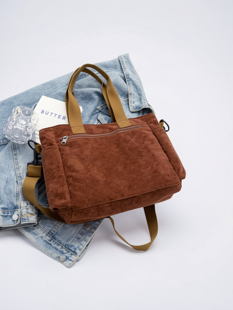 Ombeline — Sac en velours côtelé, polyvalent à bandoulière - 7