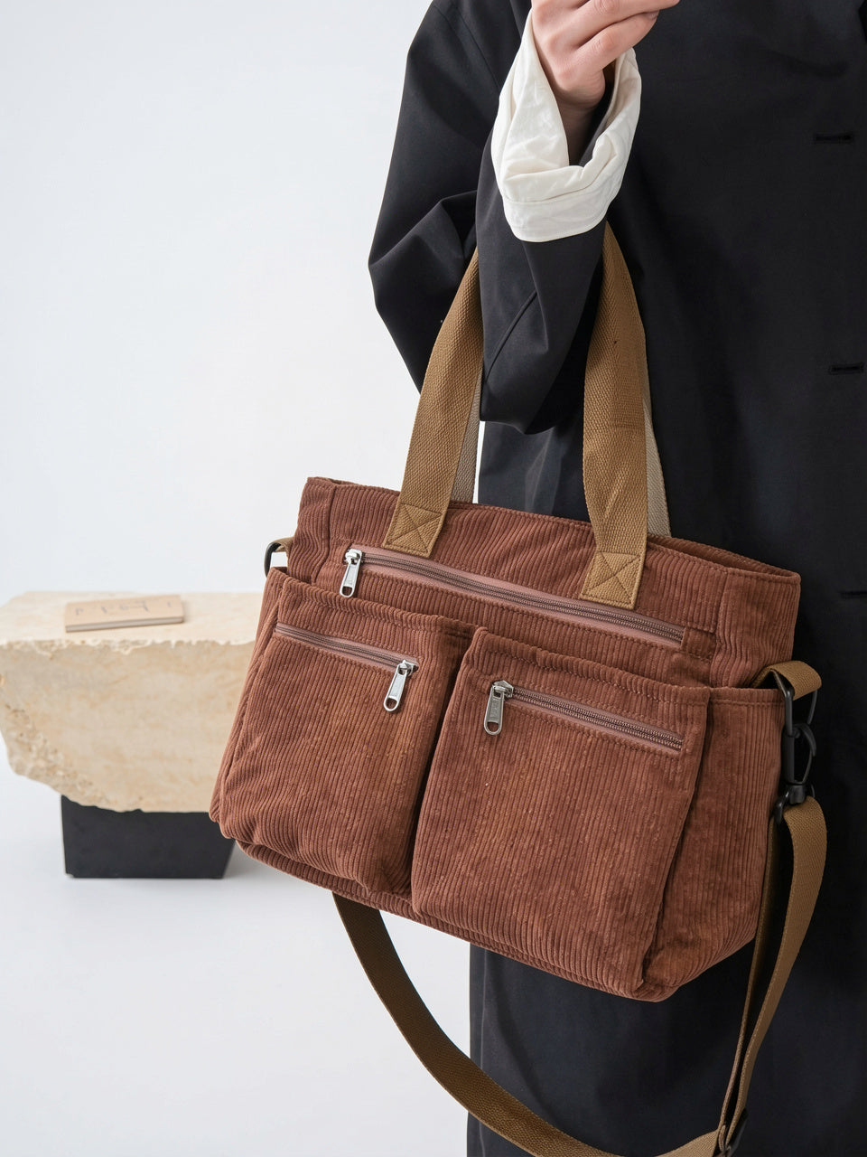 Ombeline — Sac en velours côtelé, polyvalent à bandoulière - 9