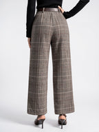 Pantalon À Carreaux Tailleur Taille Haute Large - 6