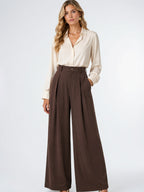 Pantalon Ballon Femme Taille Haute Plissé Jambe Large - 4