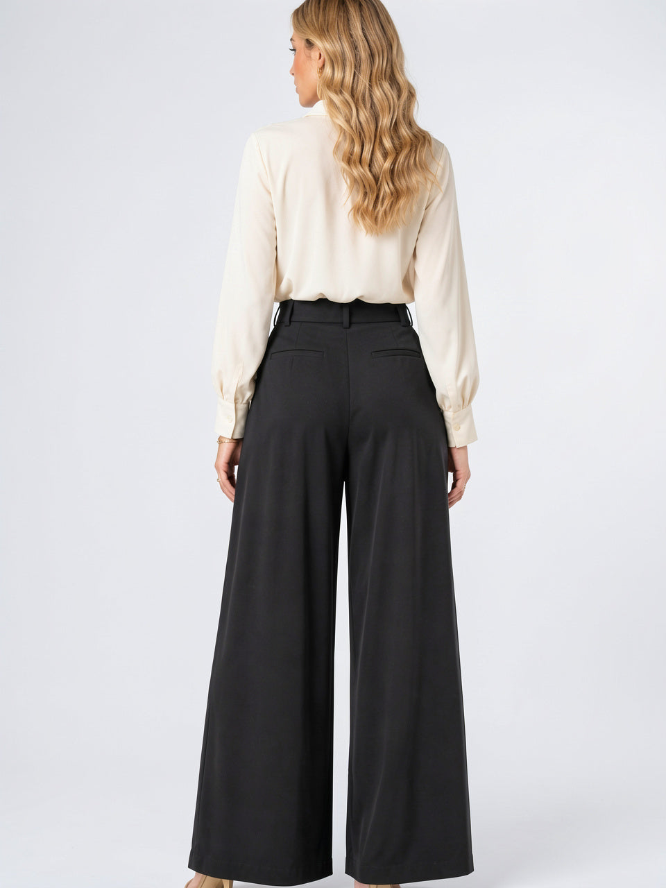 Pantalon Ballon Femme Taille Haute Plissé Jambe Large - 7