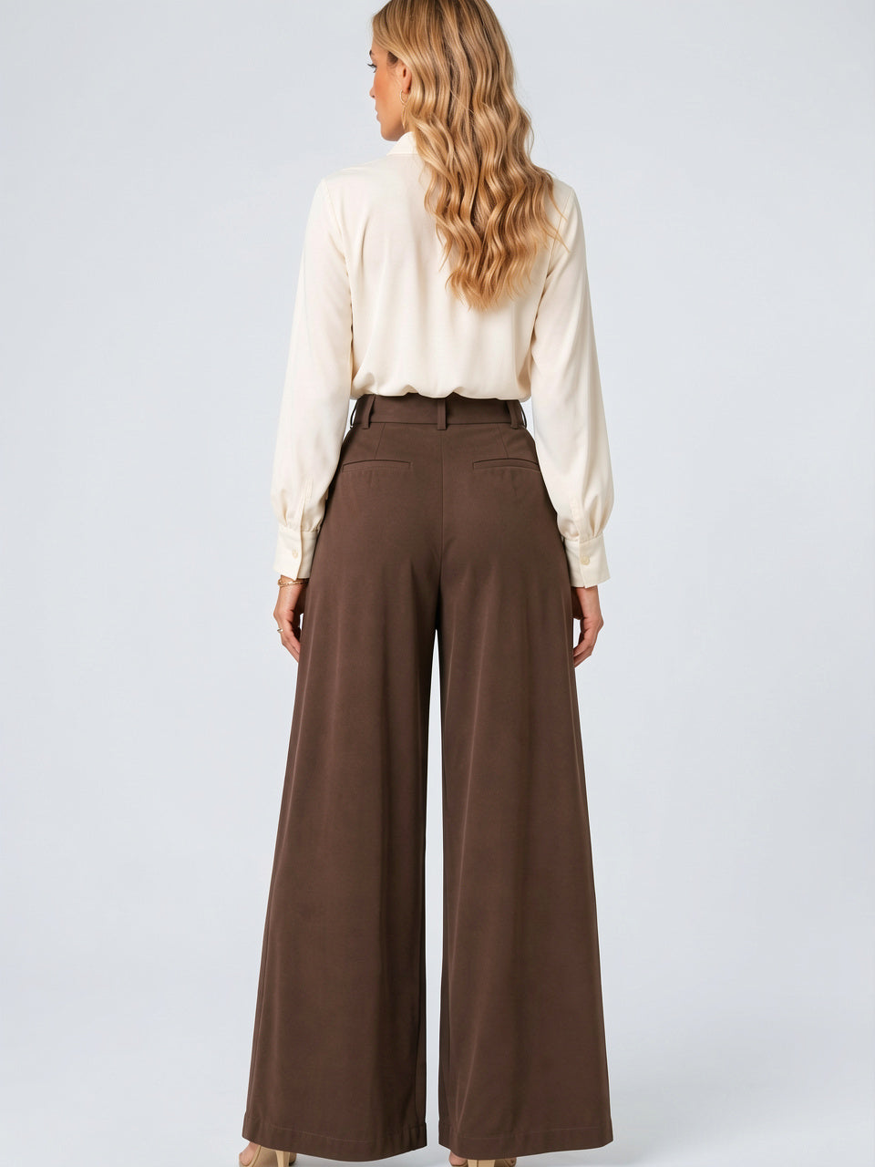 Pantalon Ballon Femme Taille Haute Plissé Jambe Large - 9