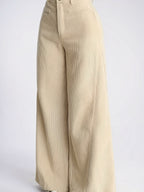 Pantalon Jambes Larges Taille Haute Fluide Lavable - 1