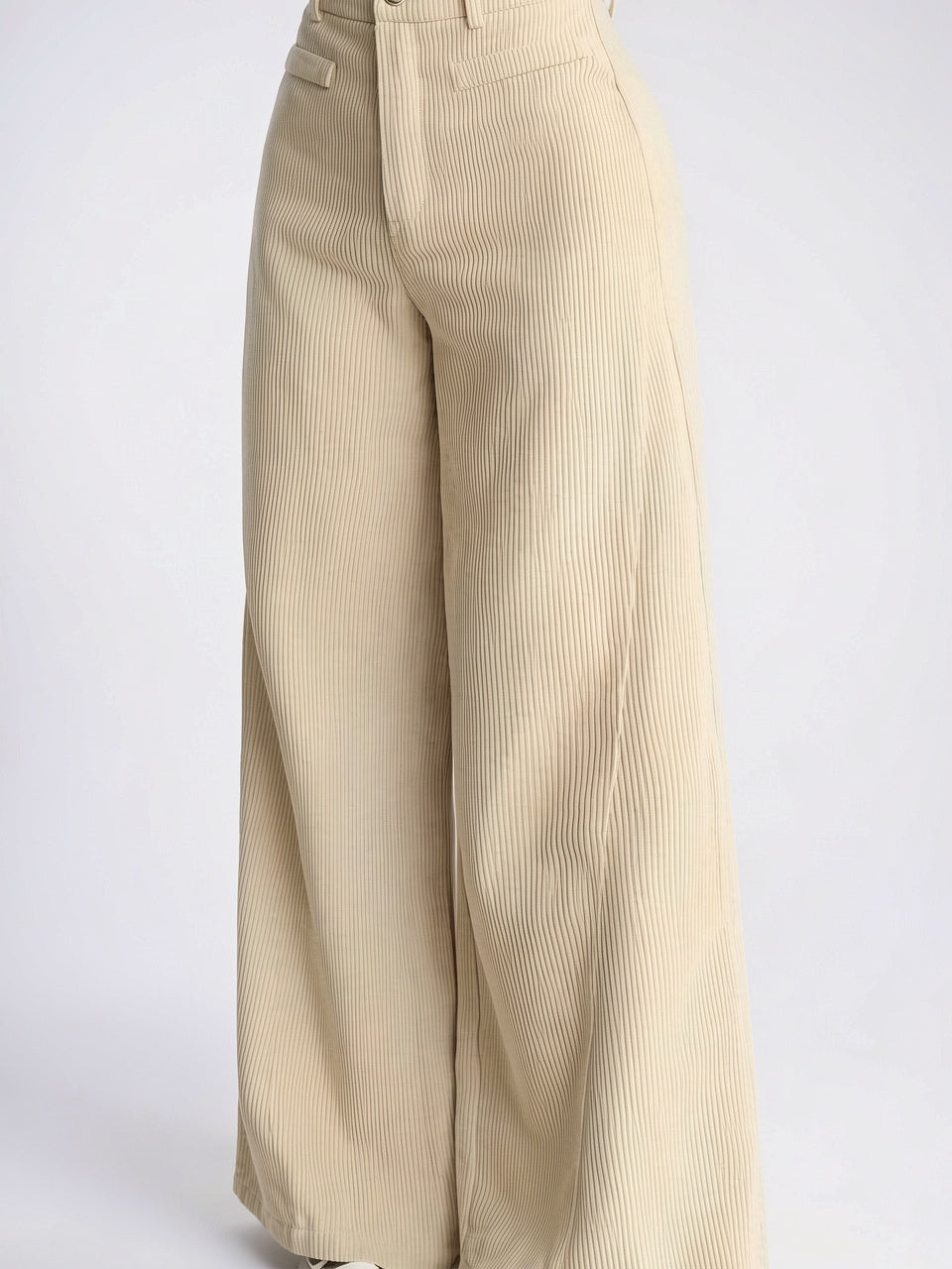 Pantalon Jambes Larges Taille Haute Fluide Lavable - 1