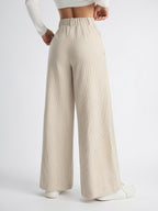 Pantalon Jambes Larges Taille Haute Fluide Lavable - 2