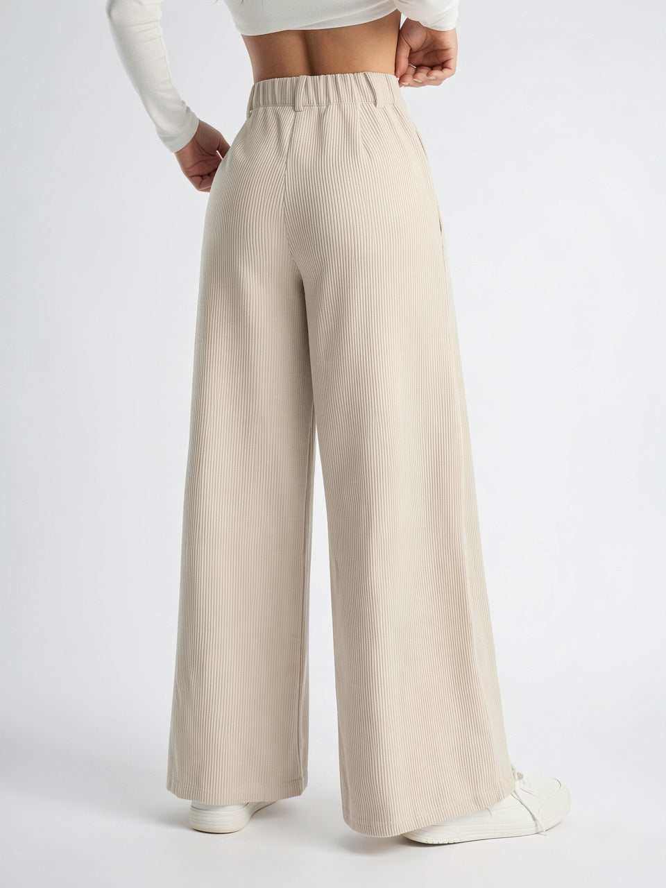 Pantalon Jambes Larges Taille Haute Fluide Lavable - 2
