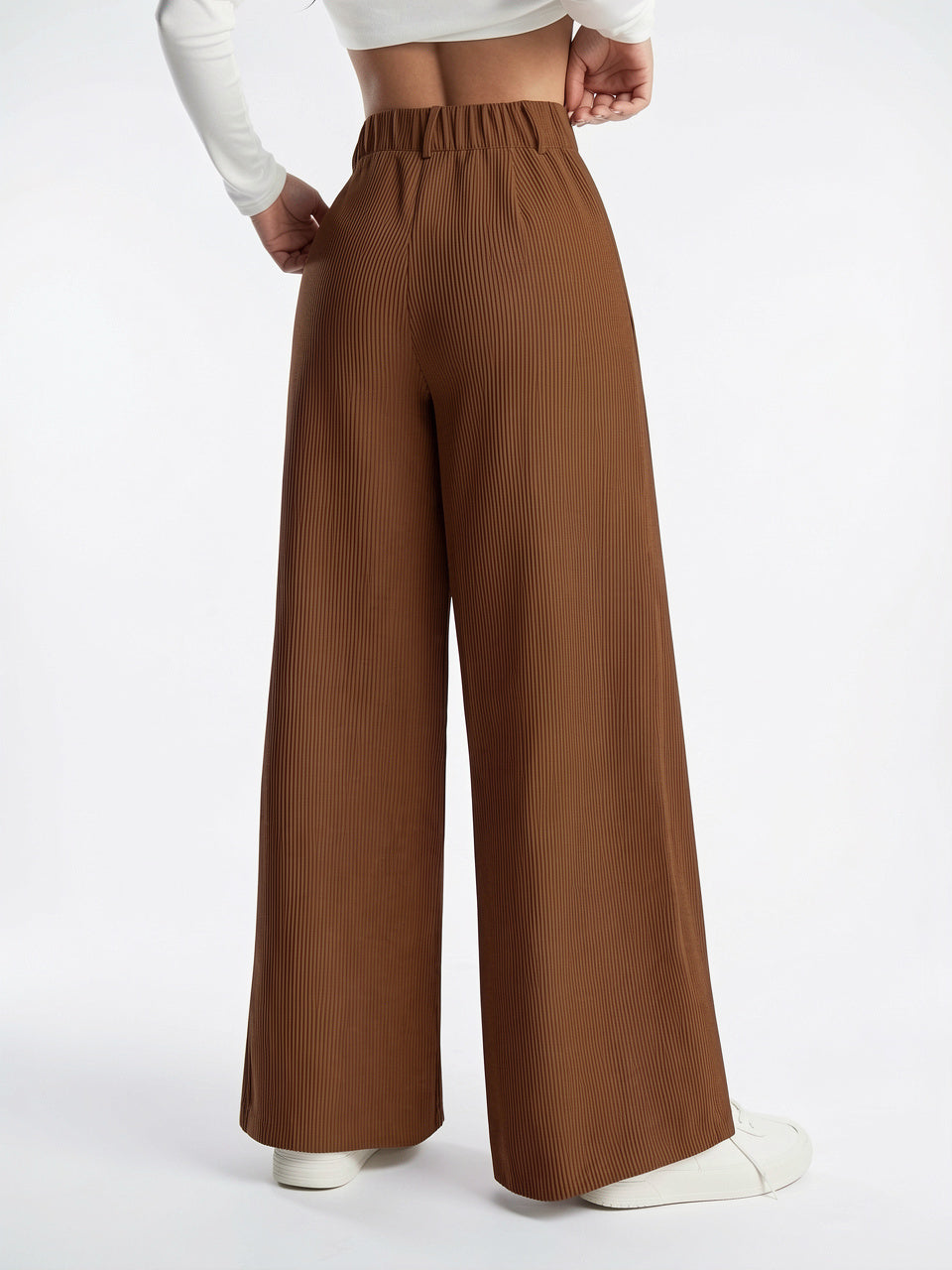Pantalon Jambes Larges Taille Haute Fluide Lavable - 30