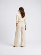 Pantalon Large Femmes Aspect Lin Taille Élastique Cordon - 4