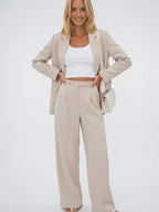 Pantalon Large Tailleur Coton Taille Haute Ajusté - 3