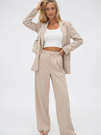 Pantalon Large Tailleur Coton Taille Haute Ajusté - 4