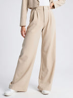 Pantalon Large Tailleur Coton Taille Haute Ajusté - 6