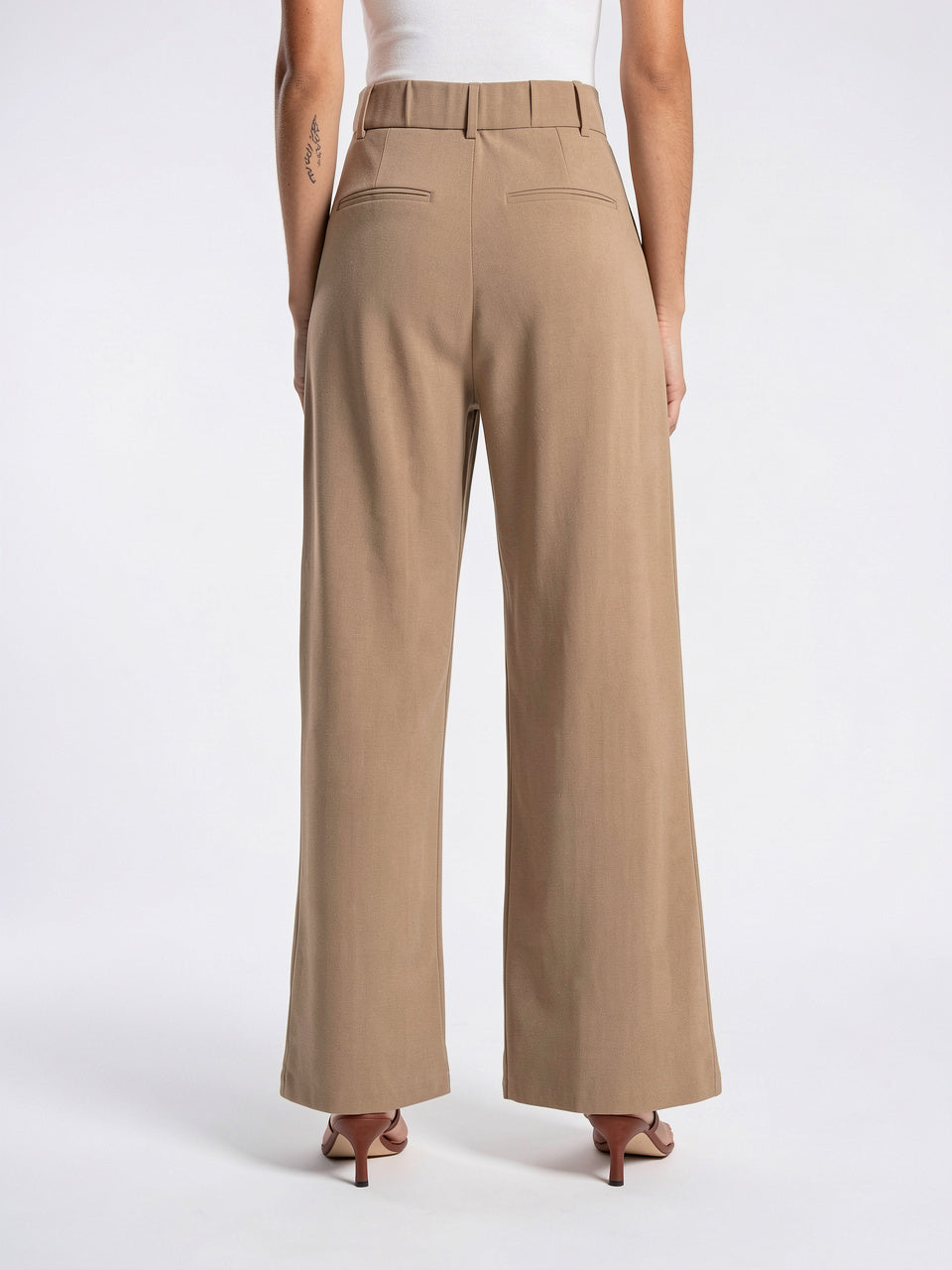 Pantalon Large Tailleur Coton Taille Haute Ajusté - 9