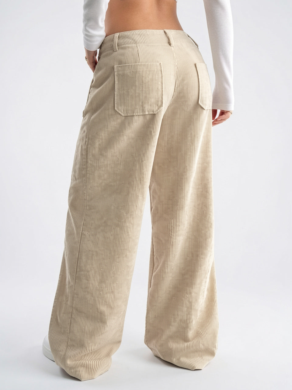 Pantalon Large Tailleur Femmes Taille Haute Poches - 3
