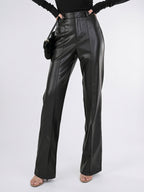 Pantalon Taille Haute Mode Quotidien Simili Cuir - Schwarz S