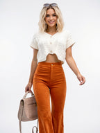 Pantalon Velours Côtelé Patte d'Eph Taille Haute Évasé - 11