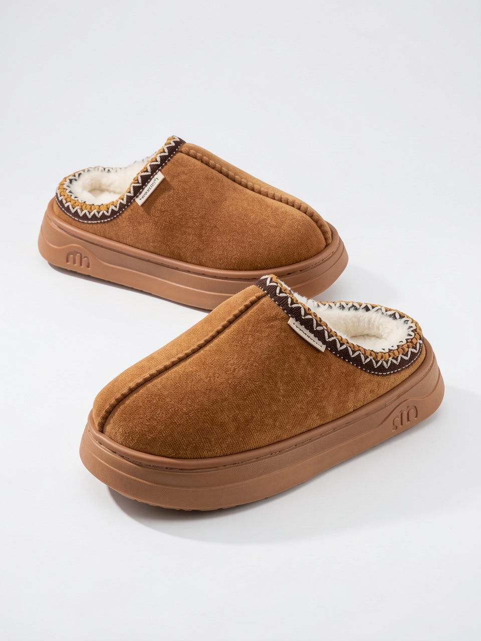 Pantoufles Polaires Antidérapantes Semelle Épaisse - Marron 36/37