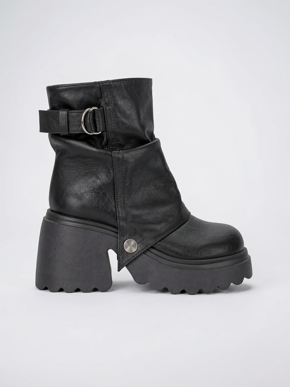 Plateforme Bottines Semelle crantée Fermeture éclair latérale - Noir 35