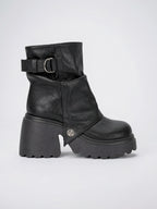 Plateforme Bottines Semelle crantée Fermeture éclair latérale - Noir 35