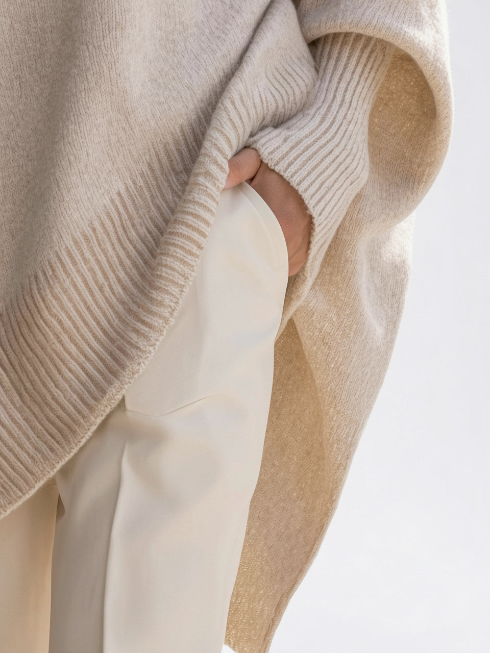 Poncho Femme Sans Effort Oversize Maille Douce - 5