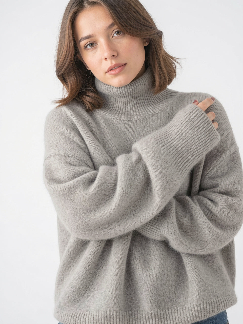 Pull Femme Cachemire Col Roulé Oversize Chaud Doux - 6