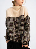 Pull Femme Col Cheminée Manches Longues Journées Fraîches - Marron S