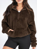 Pull Femme Collet Mezza Zip Taille Élastique Comoda - Caffè XS