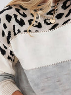 Pull pour Femmes Doux Chaud Douillet Imprimé Léopard, Tricot Imprimé Léopard en Acrylique Coupe Normale - 2