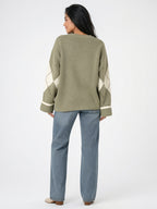 Pull Tricot Col Rond Femme Losanges Oversize - 5