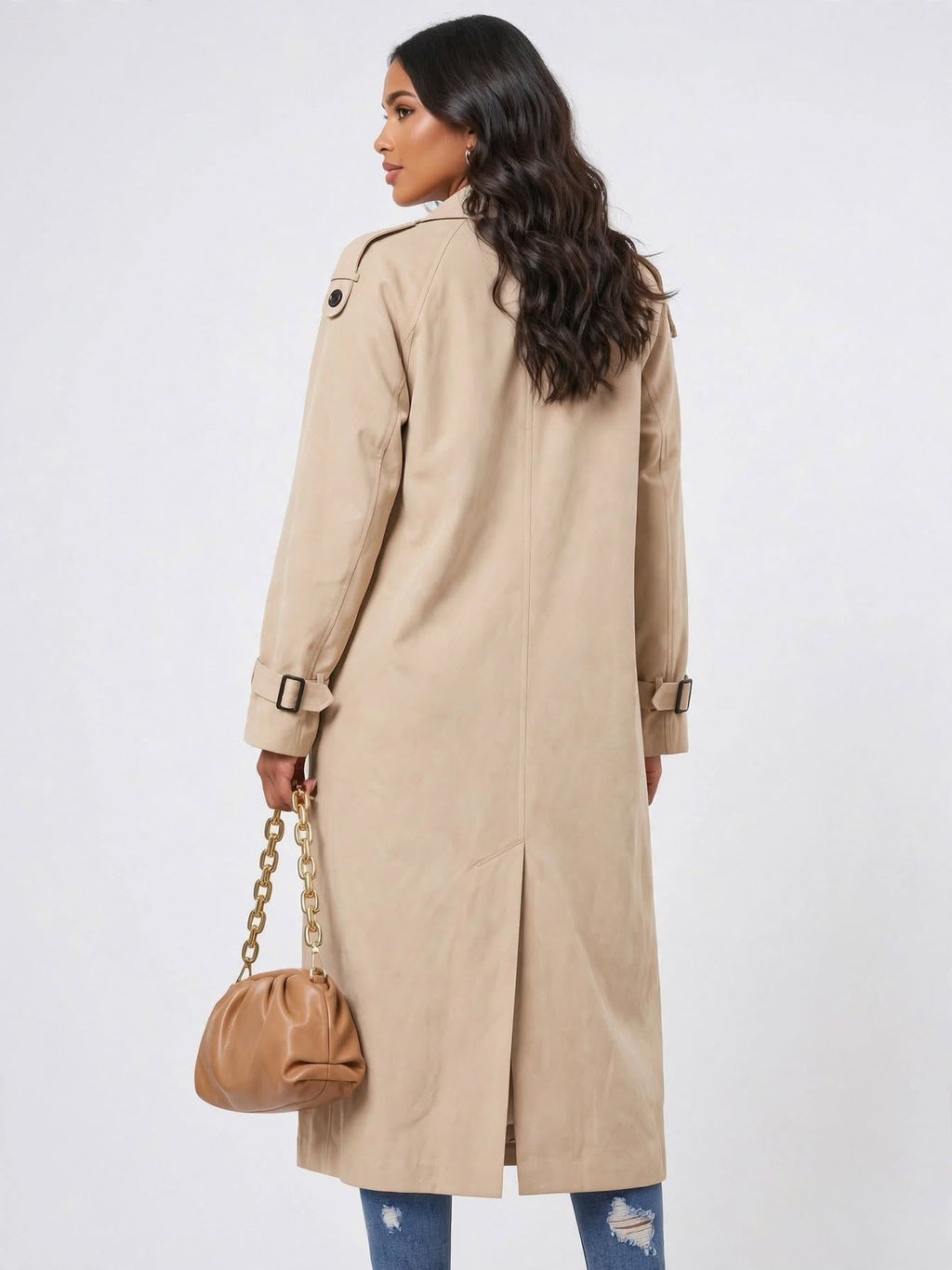 Trenchcoat Femme Longue Boutons Classiques Formel Casual Poches