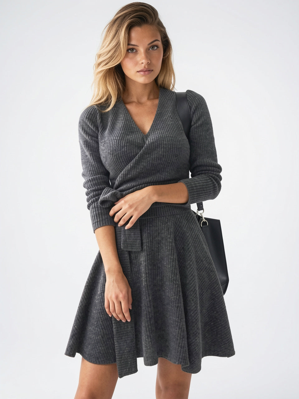 Robe Cintrée Pull Côtelé Chaude Épaisse - 2