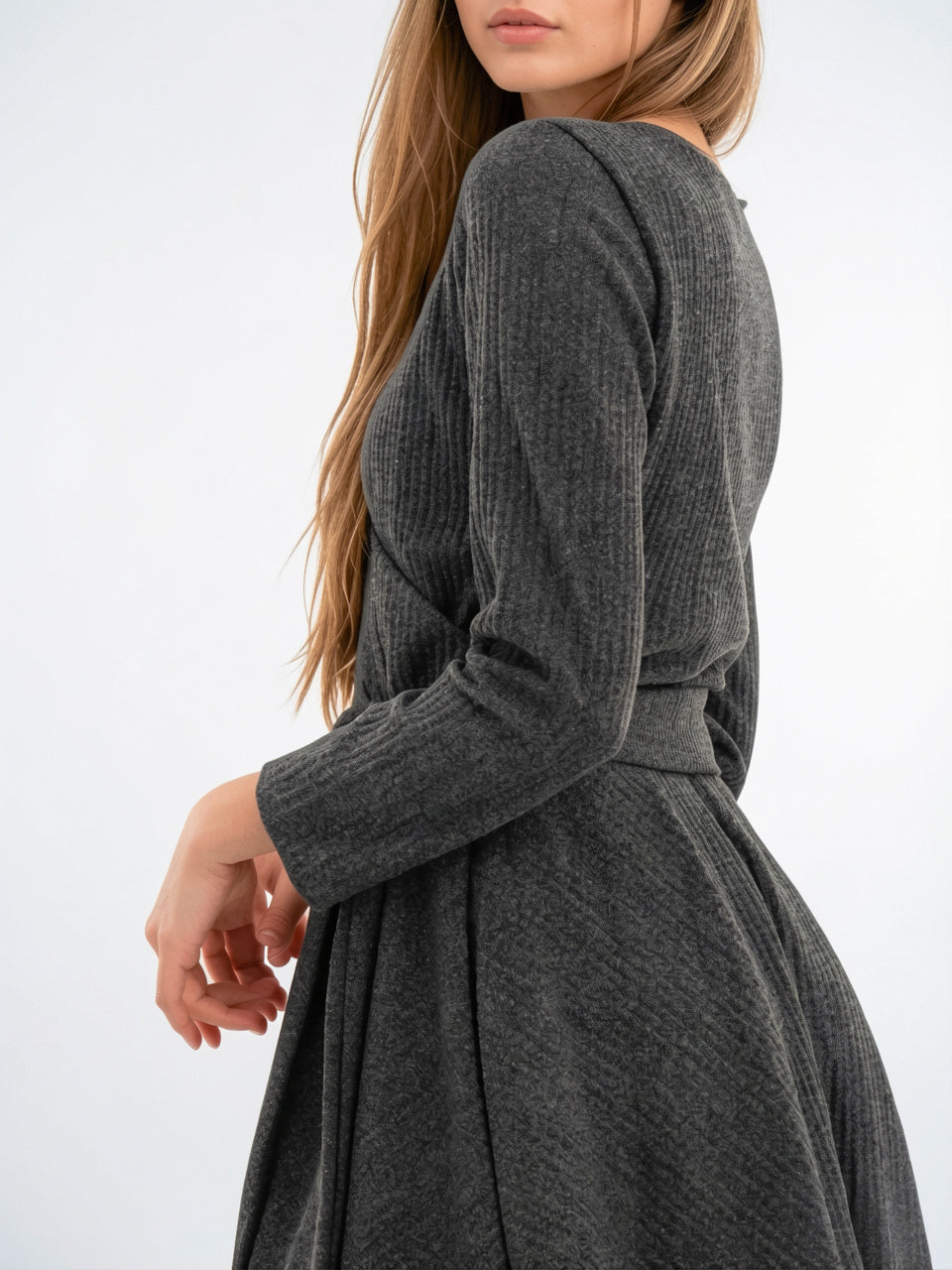 Robe Cintrée Pull Côtelé Chaude Épaisse - 5
