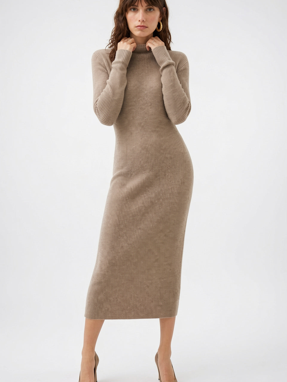 Robe Laine Maxi Coupe Slim Hiver - Camel S
